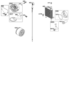 Lubrication Group Diagram and Parts List for 613477-0255-J1 400000 - 699999 Briggs and Stratton Engine